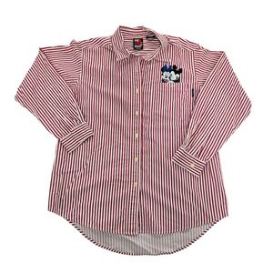 Mickey Unlimited Jerry Leigh Red‎ White Striped Button Up Shirt Mens Small Vtg